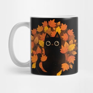 Cat and Autumn leaves! Mug